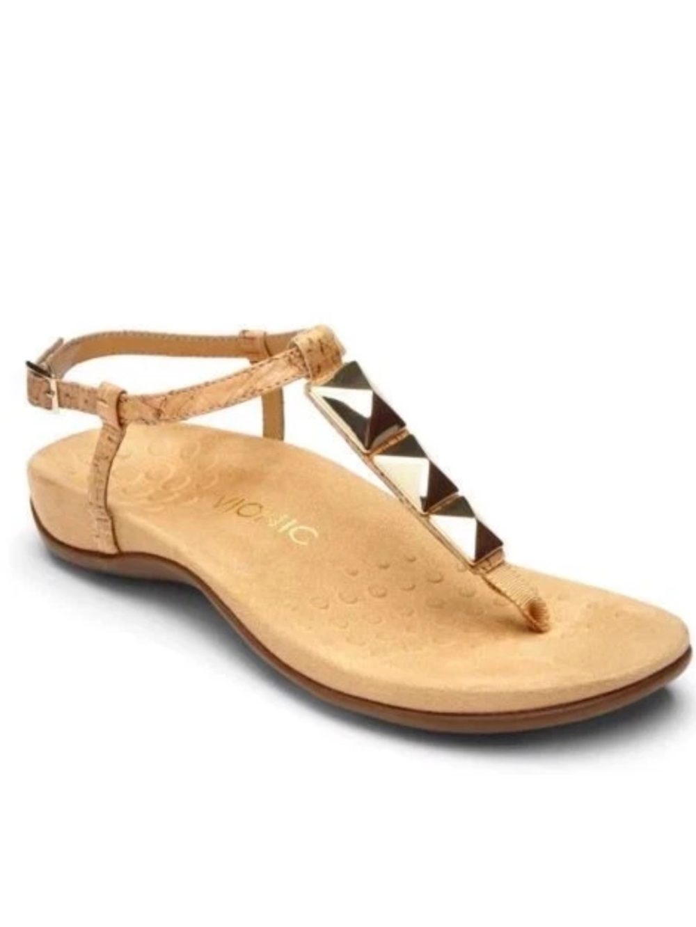 Vionic Womens Nala Gold Cork Toe Post Sandal Ankle Strap Sz 7  340NALA